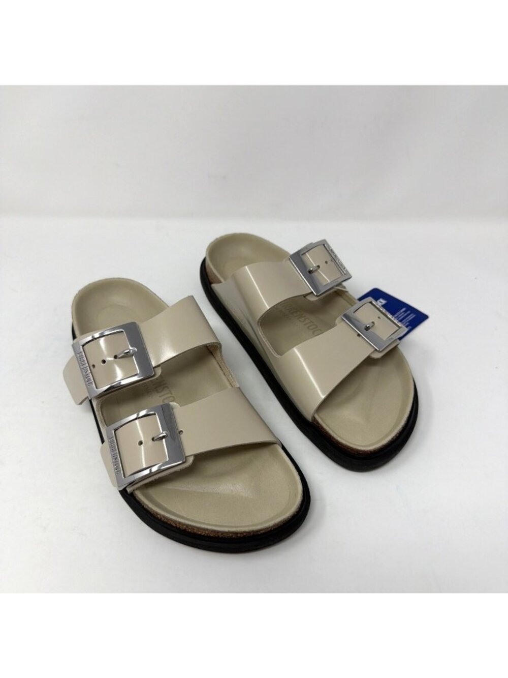 Birkenstock Arizona Droplet Buckle Women's Natural Patent Leather Sandals Size 7